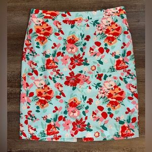 J Crew Light Blue Floral Skirt Basket Weave Size 10
